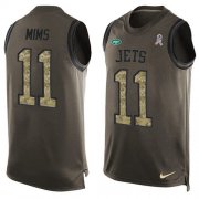 Wholesale Cheap Nike Jets #11 Denzel Mim Green Men's Stitched NFL Limited Salute To Service Tank Top Jersey