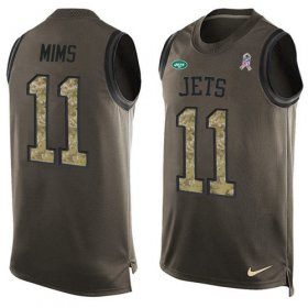 Wholesale Cheap Nike Jets #11 Denzel Mim Green Men\'s Stitched NFL Limited Salute To Service Tank Top Jersey