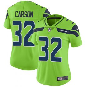 Wholesale Cheap Nike Seahawks #32 Chris Carson Green Women\'s Stitched NFL Limited Rush Jersey