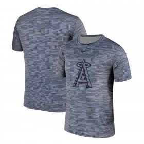 Wholesale Cheap Nike Los Angeles Angels Gray Black Striped Logo Performance T-Shirt