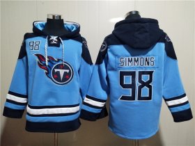 Wholesale Men\'s Tennessee Titans #98 Jeffery Simmons Blue Lace-Up Pullover Hoodie