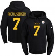 Wholesale Cheap Nike Steelers #7 Ben Roethlisberger Black(Gold No.) Name & Number Pullover NFL Hoodie