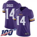 Wholesale Cheap Nike Vikings #14 Stefon Diggs Purple Team Color Men's Stitched NFL 100th Season Vapor Limited Jersey