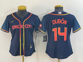 Wholesale Cheap Women\'s Houston Astros #14 Mauricio Dubon 2022 Navy Blue City Connect Cool Base Stitched Jersey