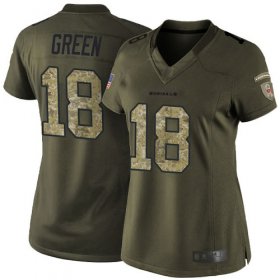 Wholesale Cheap Nike Bengals #18 A.J. Green Green Women\'s Stitched NFL Limited 2015 Salute to Service Jersey