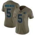 Wholesale Cheap Nike Panthers #5 Teddy Bridgewater Olive Women's Stitched NFL Limited 2017 Salute To Service Jersey