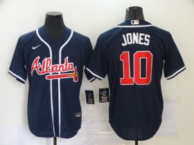 Wholesale Cheap Men\'s Atlanta Braves #10 Chipper Jones Navy Blue Stitched MLB Cool Base Nike Jersey