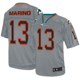 Wholesale Cheap Nike Dolphins #13 Dan Marino Lights Out Grey Men\'s Stitched NFL Elite Jersey