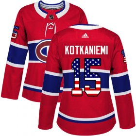 Wholesale Cheap Adidas Canadiens #15 Jesperi Kotkaniemi Red Home Authentic USA Flag Women\'s Stitched NHL Jersey