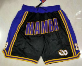Wholesale Cheap Men\'s Los Angeles Lakers #8 #24 Kobe Bryant Black Mamba Black Just Don Swingman Throwback Shorts