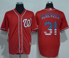 Wholesale Cheap Nationals #31 Max Scherzer Red USA Flag Fashion Stitched MLB Jersey
