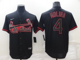 Wholesale Cheap Men\'s St Louis Cardinals #4 Yadier Molina Lights Out Black Fashion Stitched MLB Cool Base Nike Jersey