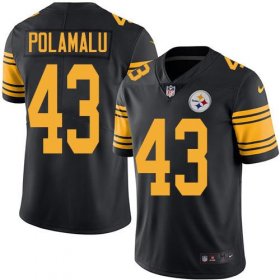 Wholesale Cheap Nike Steelers #43 Troy Polamalu Black Men\'s Stitched NFL Limited Rush Jersey