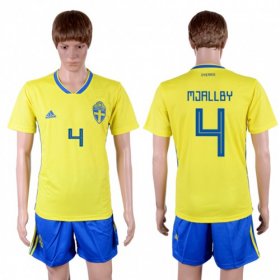 Wholesale Cheap Sweden #4 Mjallby Home Soccer Country Jersey