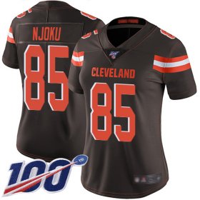 Wholesale Cheap Nike Browns #85 David Njoku Brown Team Color Women\'s Stitched NFL 100th Season Vapor Limited Jersey