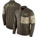 Wholesale Cheap Men's Cleveland Browns Nike Olive Salute to Service Sideline Hybrid Half-Zip Pullover Jacket