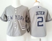 Wholesale Cheap Toddler Yankees #2 Derek Jeter Grey Cool Base Stitched MLB Jersey