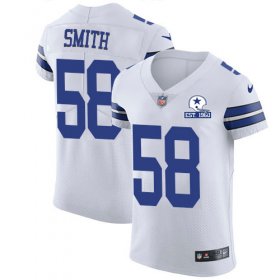 Wholesale Cheap Nike Cowboys #58 Aldon Smith White Men\'s Stitched With Established In 1960 Patch NFL New Elite Jersey