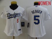 Wholesale Cheap Women Los Angeles Dodgers 5 Seager White Game 2021 Nike MLB Jerseys