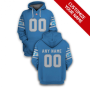 Wholesale Cheap Men's Detroit Lions Active Player Blue Custom 2021 Pullover Hoodie