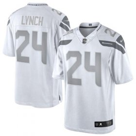 Wholesale Cheap Nike Seahawks #24 Marshawn Lynch White Men\'s Stitched NFL Limited Platinum Jersey