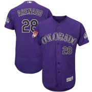 Wholesale Cheap Rockies #28 Nolan Arenado Purple 2019 Spring Training Flex Base Stitched MLB Jersey