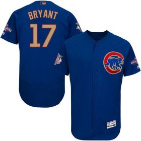Wholesale Cheap Cubs #17 Kris Bryant Blue Flexbase Authentic 2017 Gold Program Stitched MLB Jersey