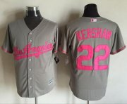 Wholesale Cheap Dodgers #22 Clayton Kershaw Grey New Cool Base Mother's Day Stitched MLB Jersey