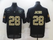 Wholesale Cheap Men's Las Vegas Raiders #28 Josh Jacobs Black Camo 2020 Salute To Service Stitched NFL Nike Limited Jersey
