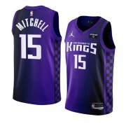 Men's Sacramento Kings #15 Davion Mitchell Purple 2023-24 Statement Edition Swingman Stitched Jersey
