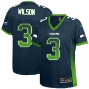 Wholesale Cheap Nike Seahawks #3 Russell Wilson Steel Blue Team Color Women's Stitched NFL Elite Drift Fashion Jersey