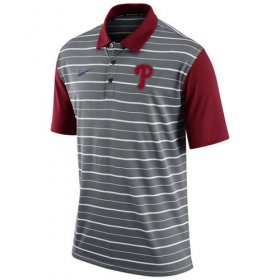 Wholesale Cheap Men\'s Philadelphia Phillies Nike Gray Dri-FIT Stripe Polo