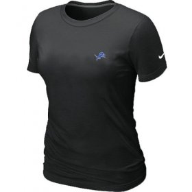Wholesale Cheap Women\'s Nike Detroit Lions Chest Embroidered Logo T-Shirt Black