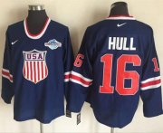 Wholesale Cheap Team USA #16 Brett Hull Navy Blue 2014 Olympic Nike Throwback Stitched NHL Jersey
