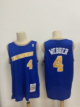 Wholesale Cheap Men\'s Golden State Warriors #4 Chris Webber Blue 1990-94 Hardwood Classics Mesh Jersey