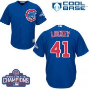 Wholesale Cheap Cubs #41 John Lackey Blue Alternate 2016 World Series Champions Stitched Youth MLB Jersey