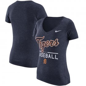 Wholesale Cheap Detroit Tigers Nike Women\'s Practice 1.7 Tri-Blend V-Neck T-Shirt Heathered Navy
