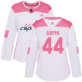 Wholesale Cheap Adidas Capitals #44 Brooks Orpik White/Pink Authentic Fashion Women's Stitched NHL Jersey
