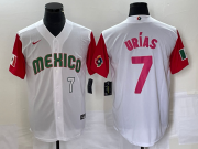 Wholesale Cheap Men's Mexico Baseball #7 Julio Urias Number 2023 White Red World Classic Stitched Jersey25