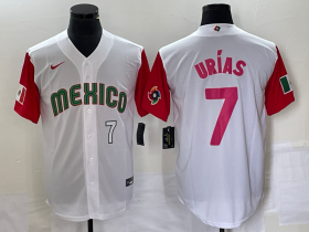 Wholesale Cheap Men\'s Mexico Baseball #7 Julio Urias Number 2023 White Red World Classic Stitched Jersey25