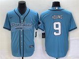 Wholesale Cheap Men's Carolina Panthers #9 Bryce Young Blue With Patch Cool Base Stitched Baseball Jersey