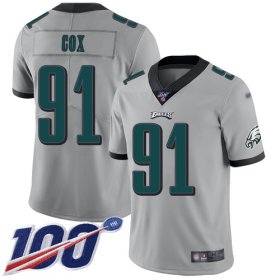 Wholesale Cheap Nike Eagles #91 Fletcher Cox Silver Men\'s Stitched NFL Limited Inverted Legend 100th Season Jersey