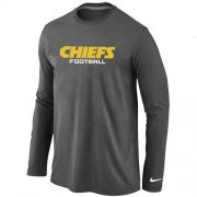 Wholesale Cheap Nike Kansas City Chiefs Authentic Font Long Sleeve T-Shirt Dark Grey