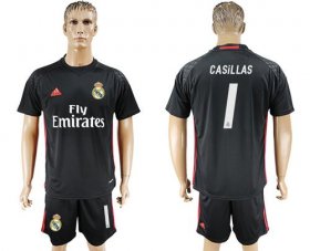Wholesale Cheap Real Madrid #1 I.Casillas Black Goalkeeper Soccer Club Jersey
