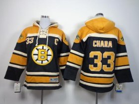 Wholesale Cheap Bruins #33 Zdeno Chara Black Sawyer Hooded Sweatshirt Stitched Youth NHL Jersey