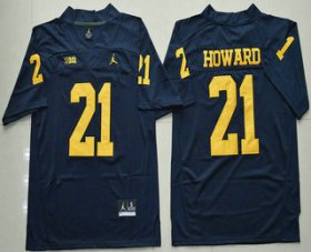 Wholesale Cheap Men\'s Michigan Wolverines #21 Desmond Howard Navy Blue Stitched NCAA Brand Jordan College Football Jersey
