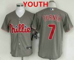 Cheap Youth Philadelphia Phillies #7 Trea Turner Grey Cool Base Stitched Baseball Jersey