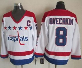 Wholesale Cheap Capitals #8 Alex Ovechkin White CCM Throwback Stitched NHL Jersey