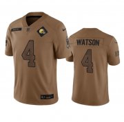 Wholesale Cheap Men's Cleveland Browns #4 Deshaun Watson 2023 Brown Salute To Service Limited Football Stitched Jersey