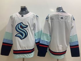 Wholesale Cheap Men\'s Seattle Kraken Blank White Stitched Adidas NHL Jersey